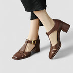 Scarlett – Ortopedyczne T-Strap Blokowe Obcasy
