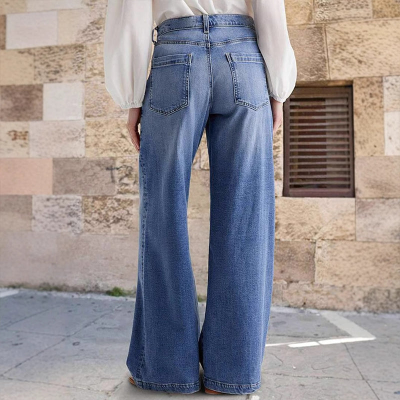 Lucy damskie jeansy vintage z wysokim stanem i szerokimi nogawkami