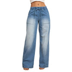 Olivia Jeansy damskie ze ściągaczem w pasie i szerokimi nogawkami
